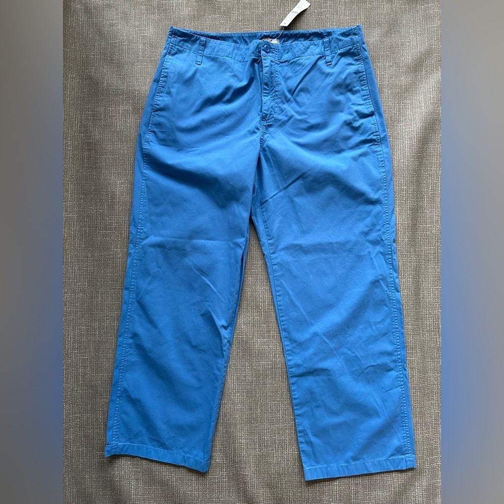 J Crew Women’s Cotton Straight Cut Blue Pants size 32 NWT fair trade certified